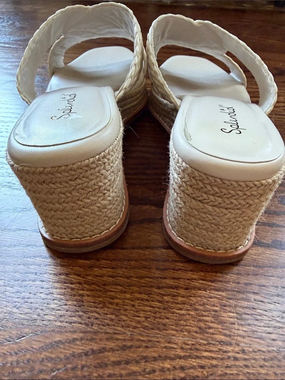 Splendid Cream Braided Wedge Slide Sandals